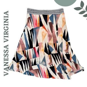 Colorful A-Line Skirt by Vanessa Virginia | Elastic Waist | Bold Pattern | Large